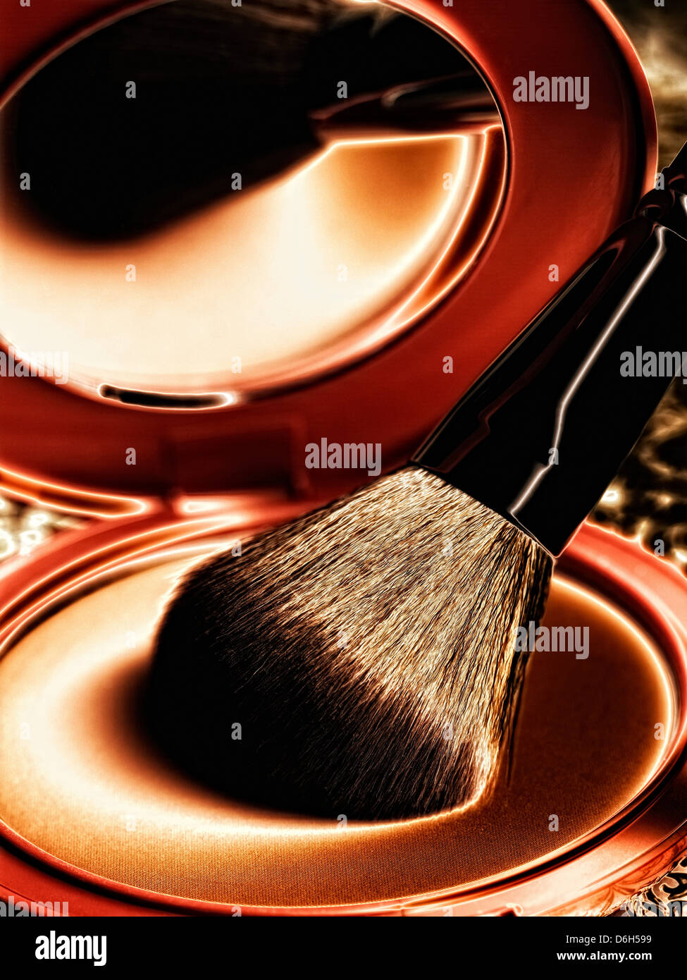Close up of brush in makeup palette Stock Photo