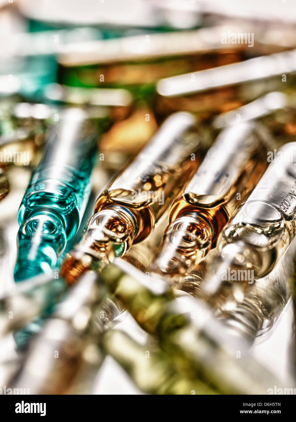 Close up of vials of liquid Stock Photo