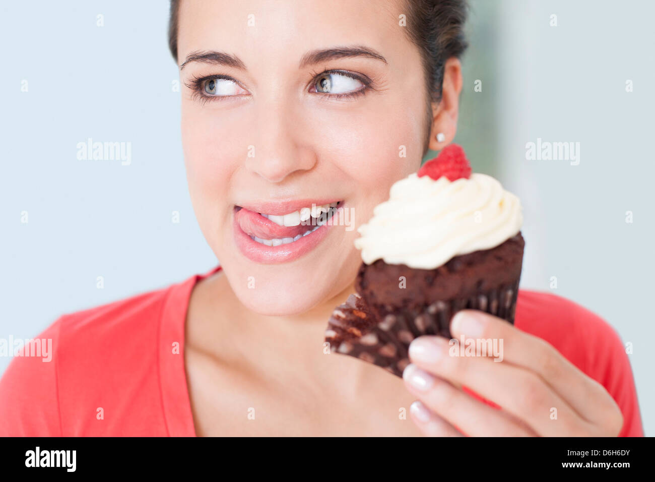 Woman with a cup cake Stock Photo