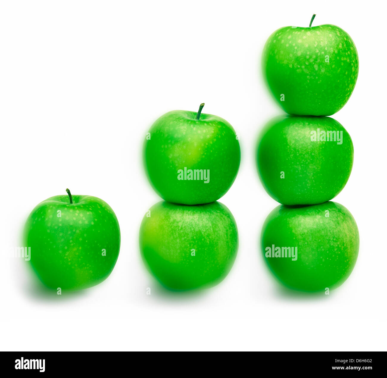 Six green apples Stock Photo Alamy