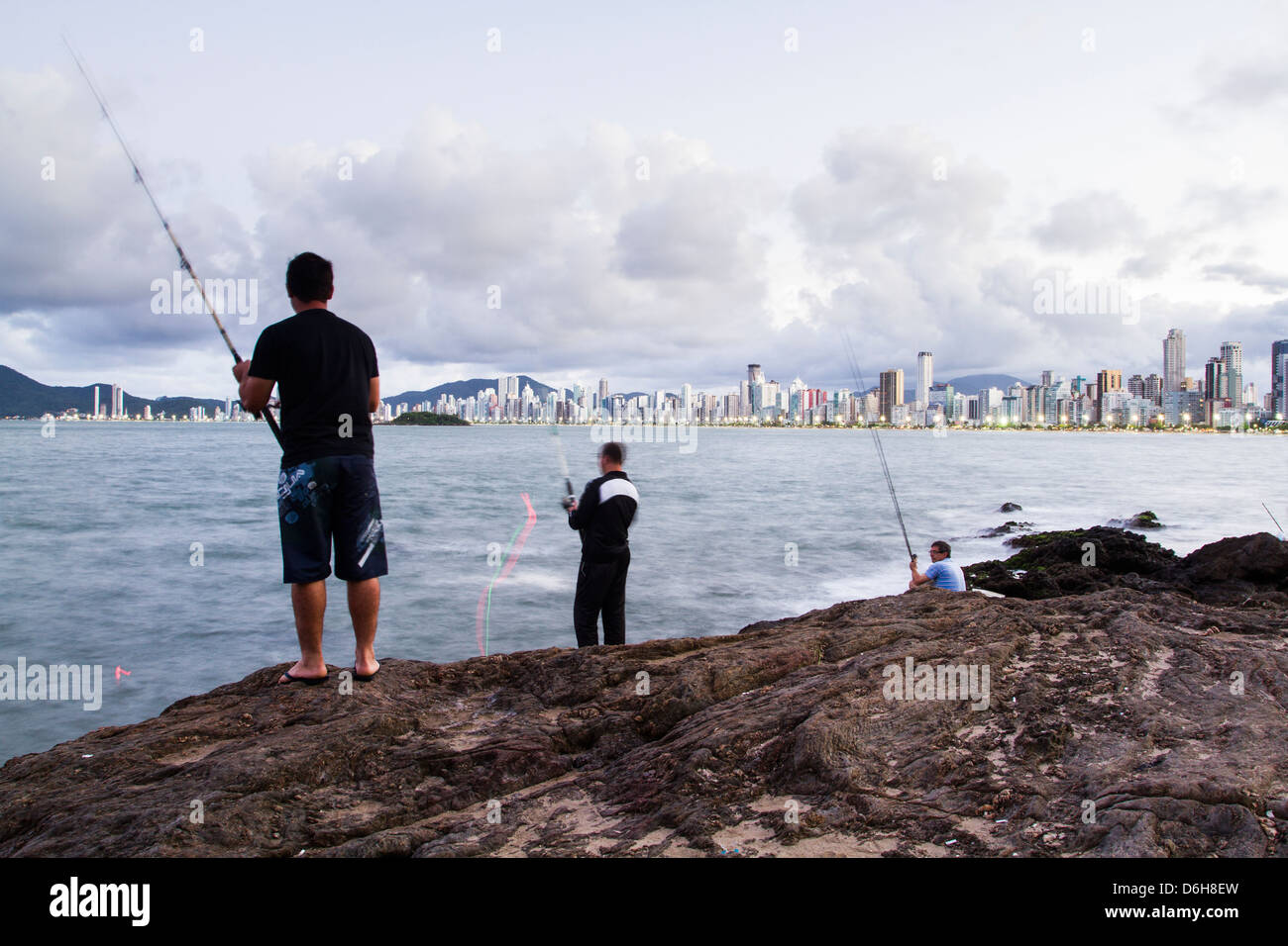 Men fishing at Barra Norte. Stock Photo
