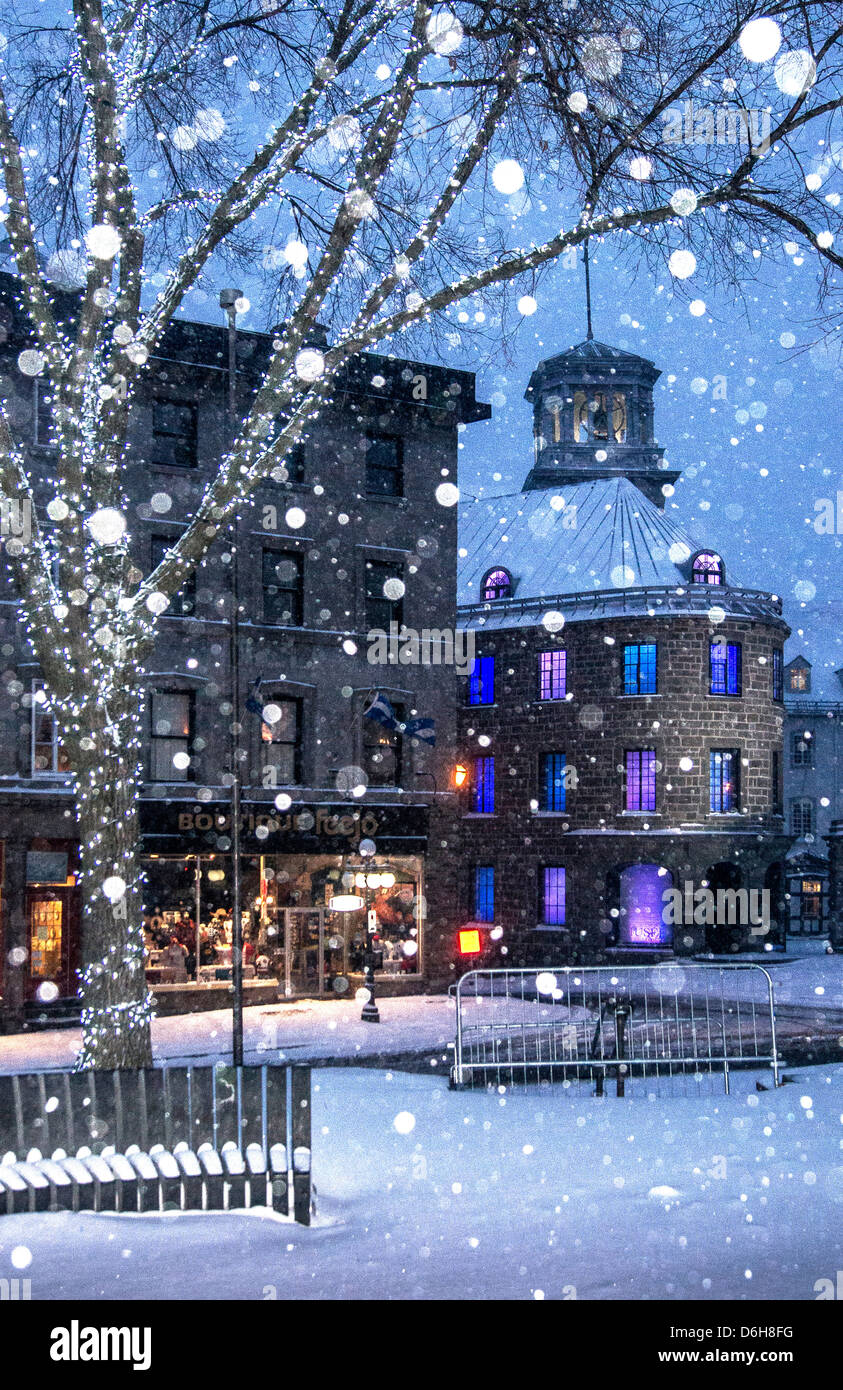 March snow in Old Quebec City Stock Photo Alamy
