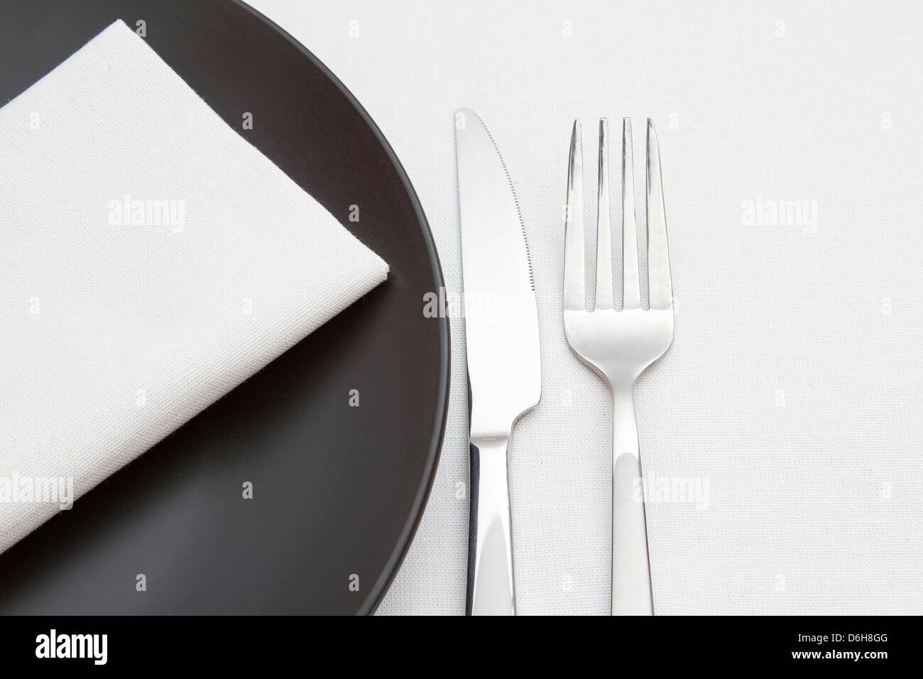 Black and white place setting Stock Photo Alamy