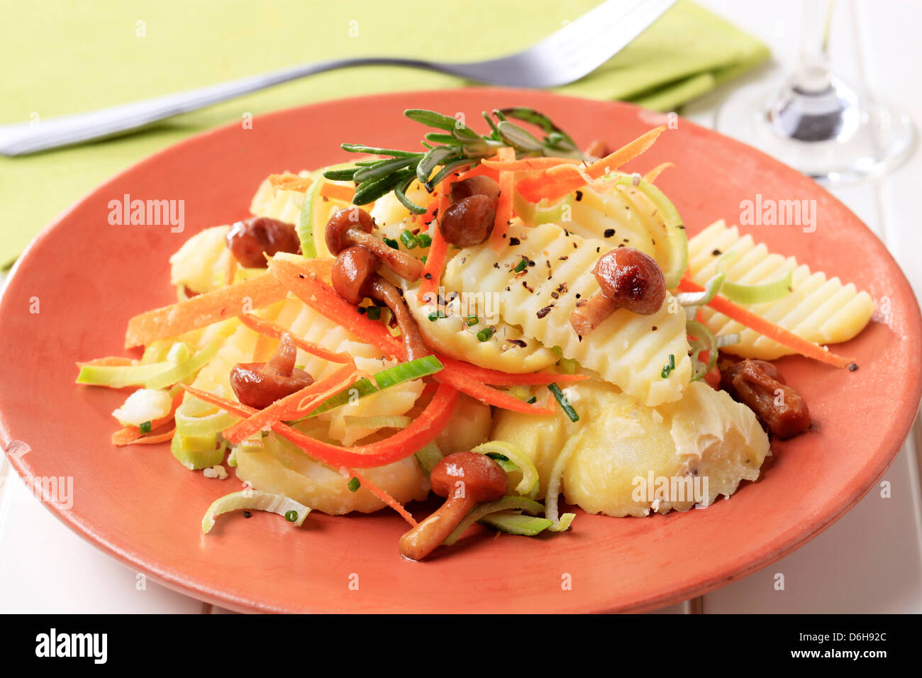 Potato and mushroom appetizer or side dish Stock Photo - Alamy