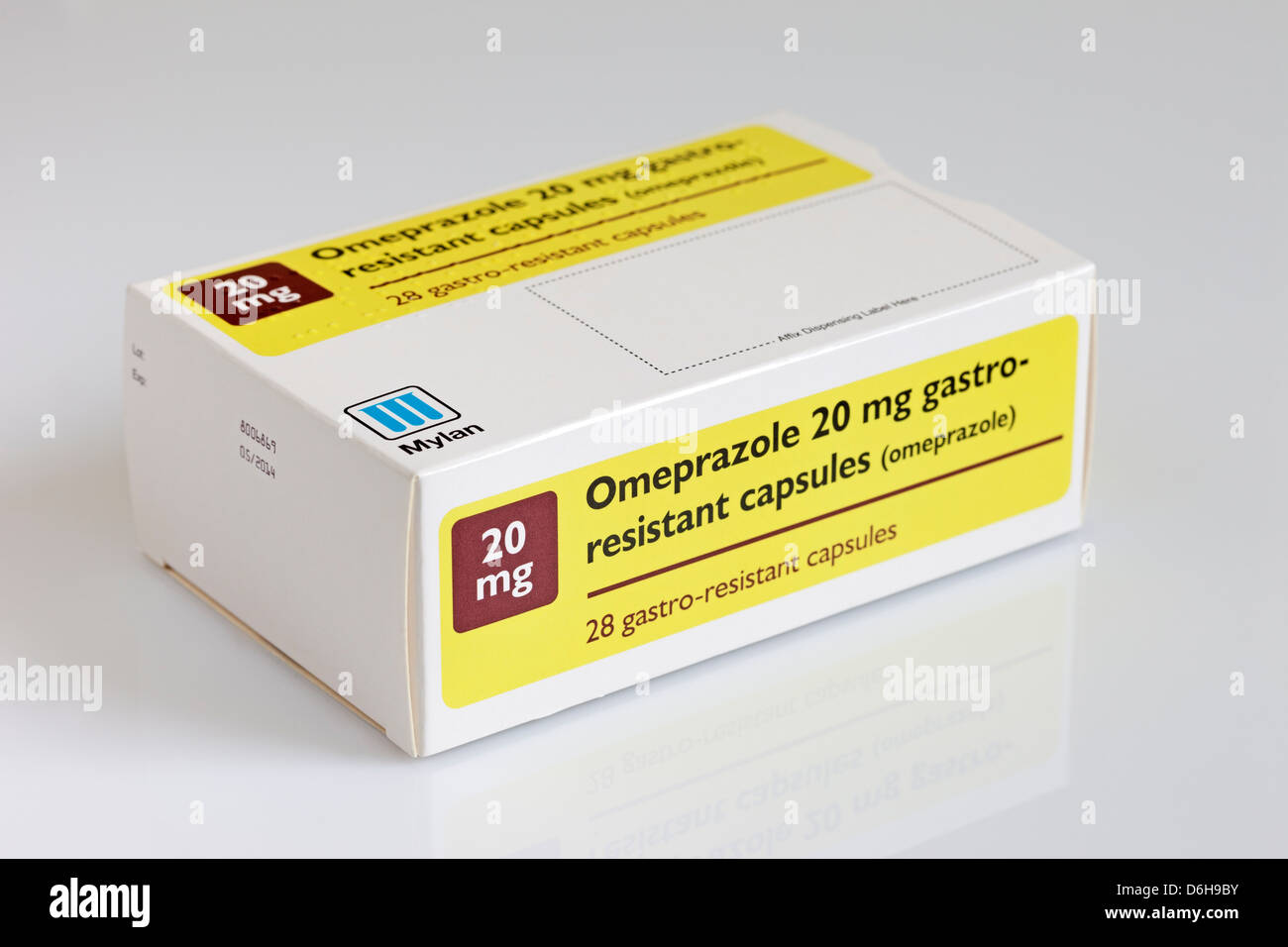 Omeprazole Capsules used to reduce stomach acid and help reduce symptoms associated with Barretts Oesophagus Stock Photo