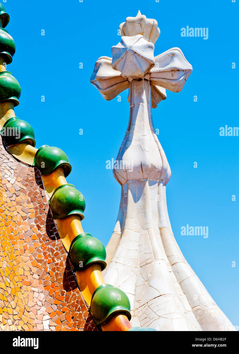 Roof architecture at Casa Batlló Stock Photo - Alamy
