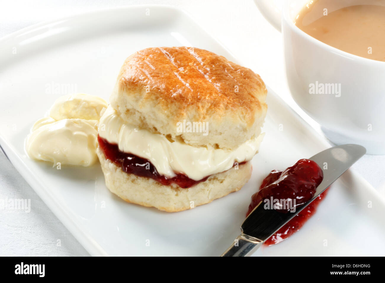 Cream scone tea, jam Stock Photo Alamy