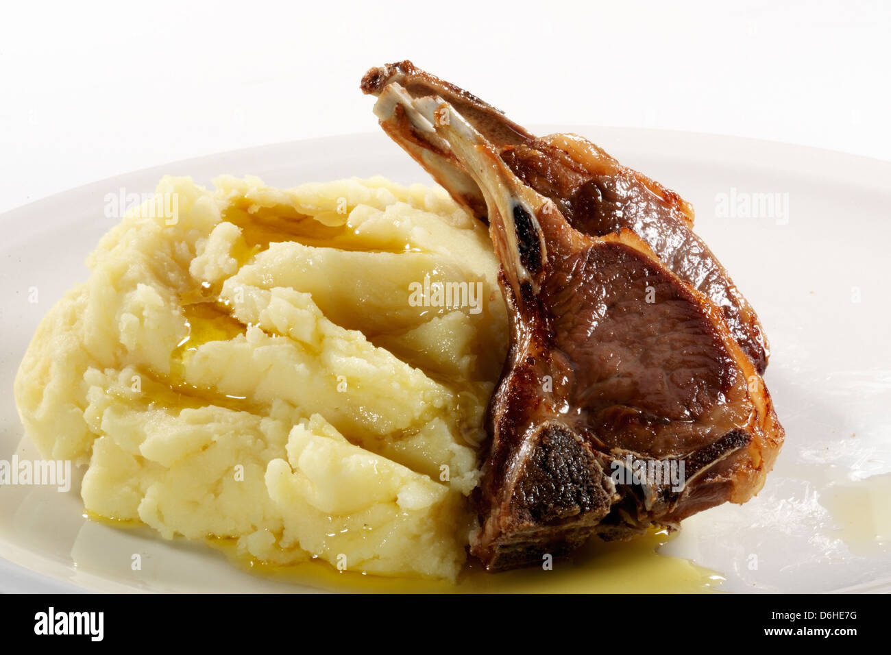 Mashed potato and lamb chops Stock Photo Alamy