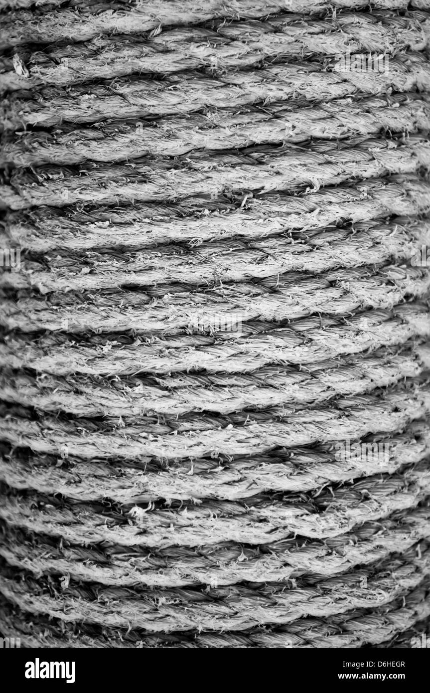 The detail of rope texture black&white backgroud . Stock Photo