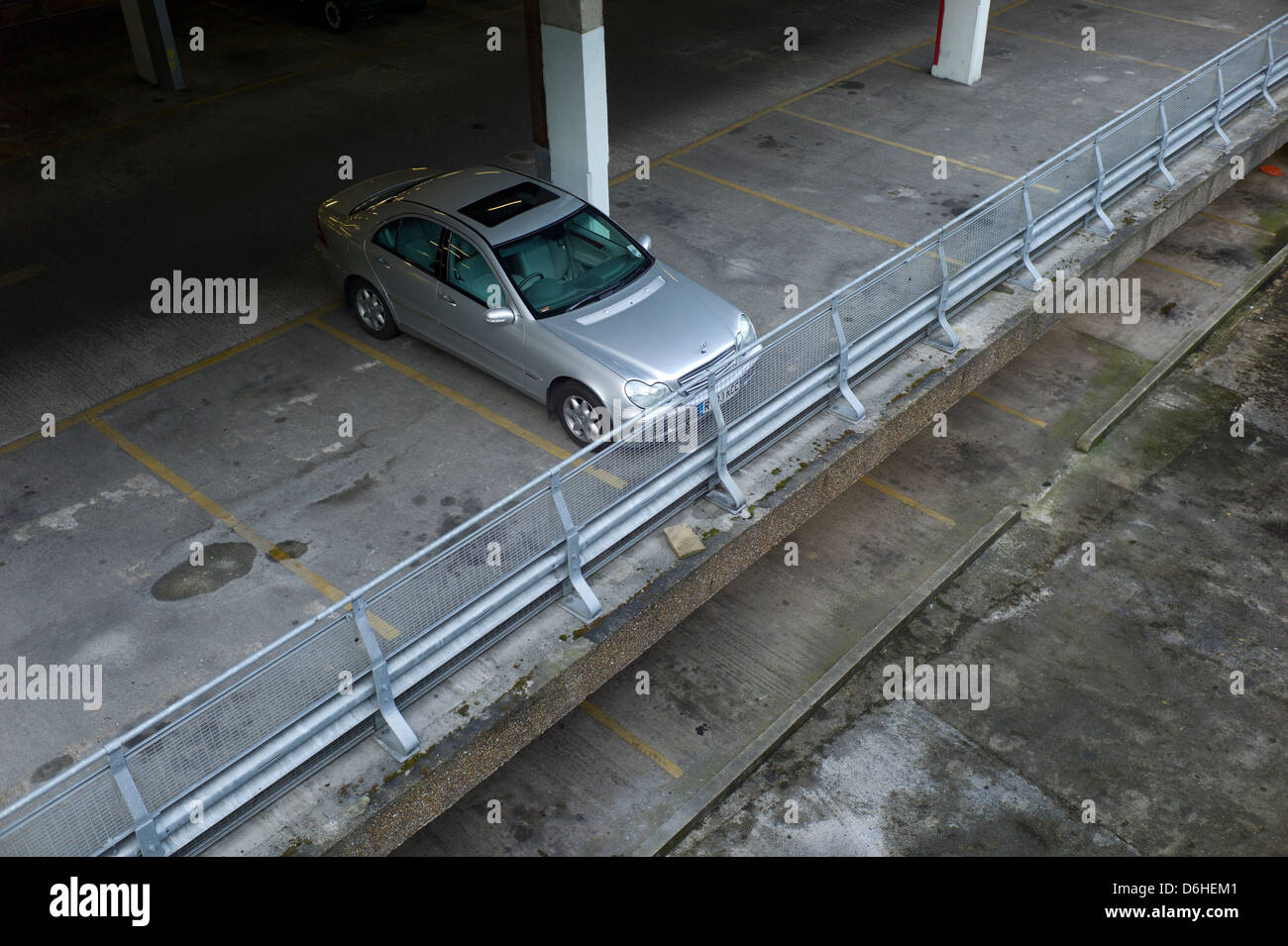 One car in multi storey car park, Brighton, UK Stock Photo