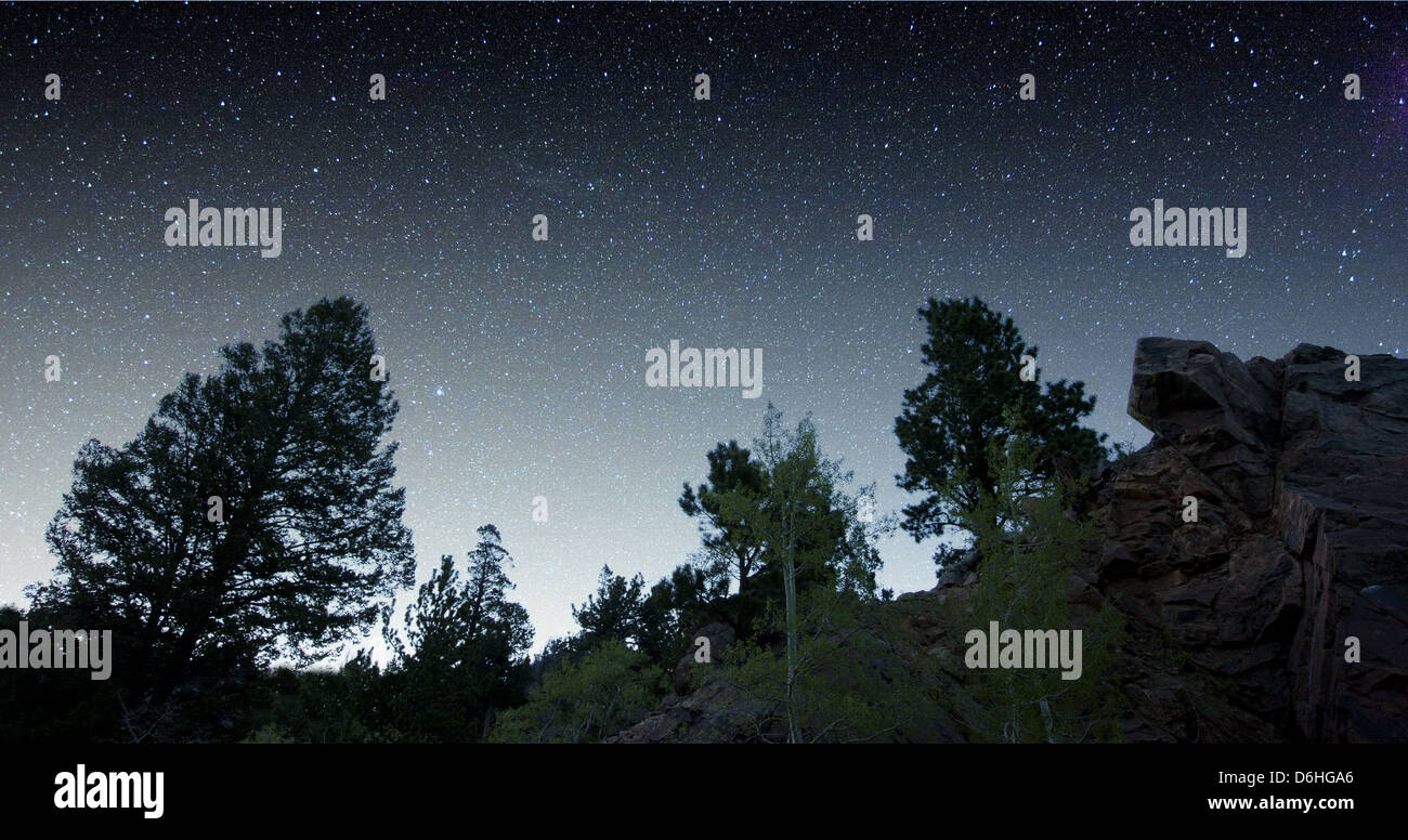 Star filled sky from Marshall Pass, Sawatch Range, Chaffee County, Colorado, USA Stock Photo