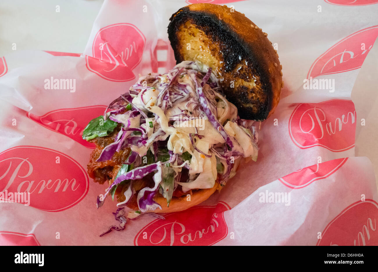 A pulledpork sandwich at Parm in Nolita in New York City Stock Photo Alamy