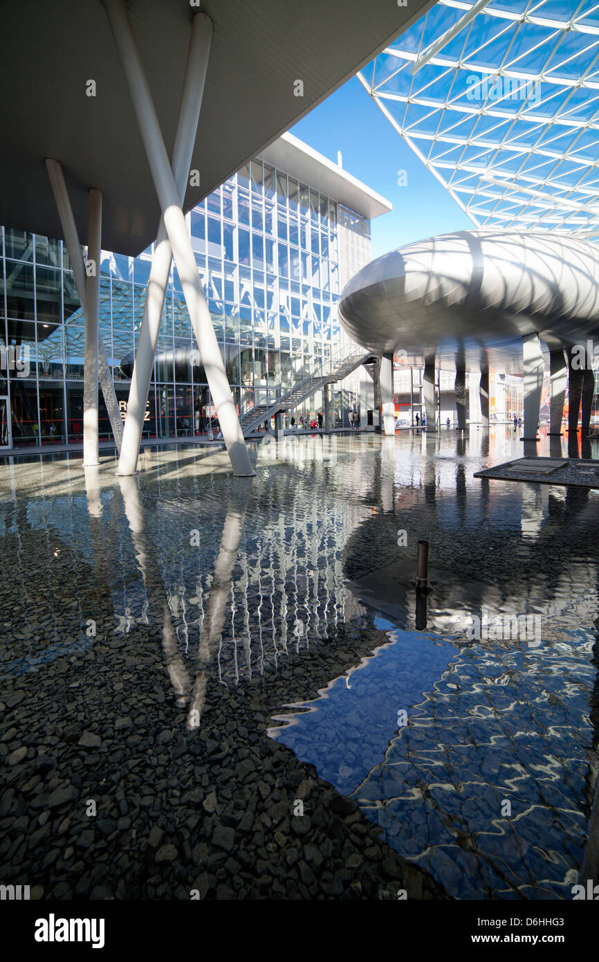 Milan, Rho trade fair pavilions, steel, glass and concrete structures Stock Photo