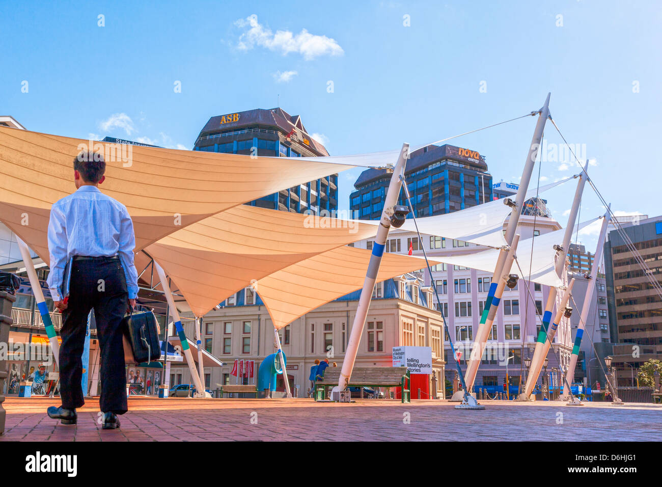 Queens Wharf, Wellington Waterfront, New Zealand. Stock Photo