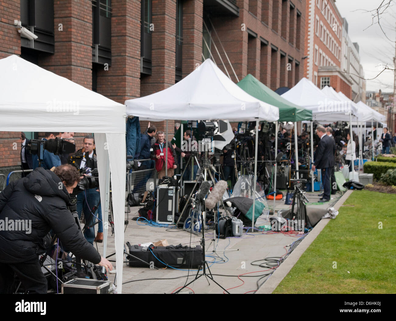 The media at the funeral of Baroness Thatcher held at St. Paul's Cathedral, London, UK on 17th April 2013. Margaret Thatcher also known as the 'Iron Lady' was the longest-serving British Prime Minister of the 20th century and is the only woman to have held the office. Stock Photo