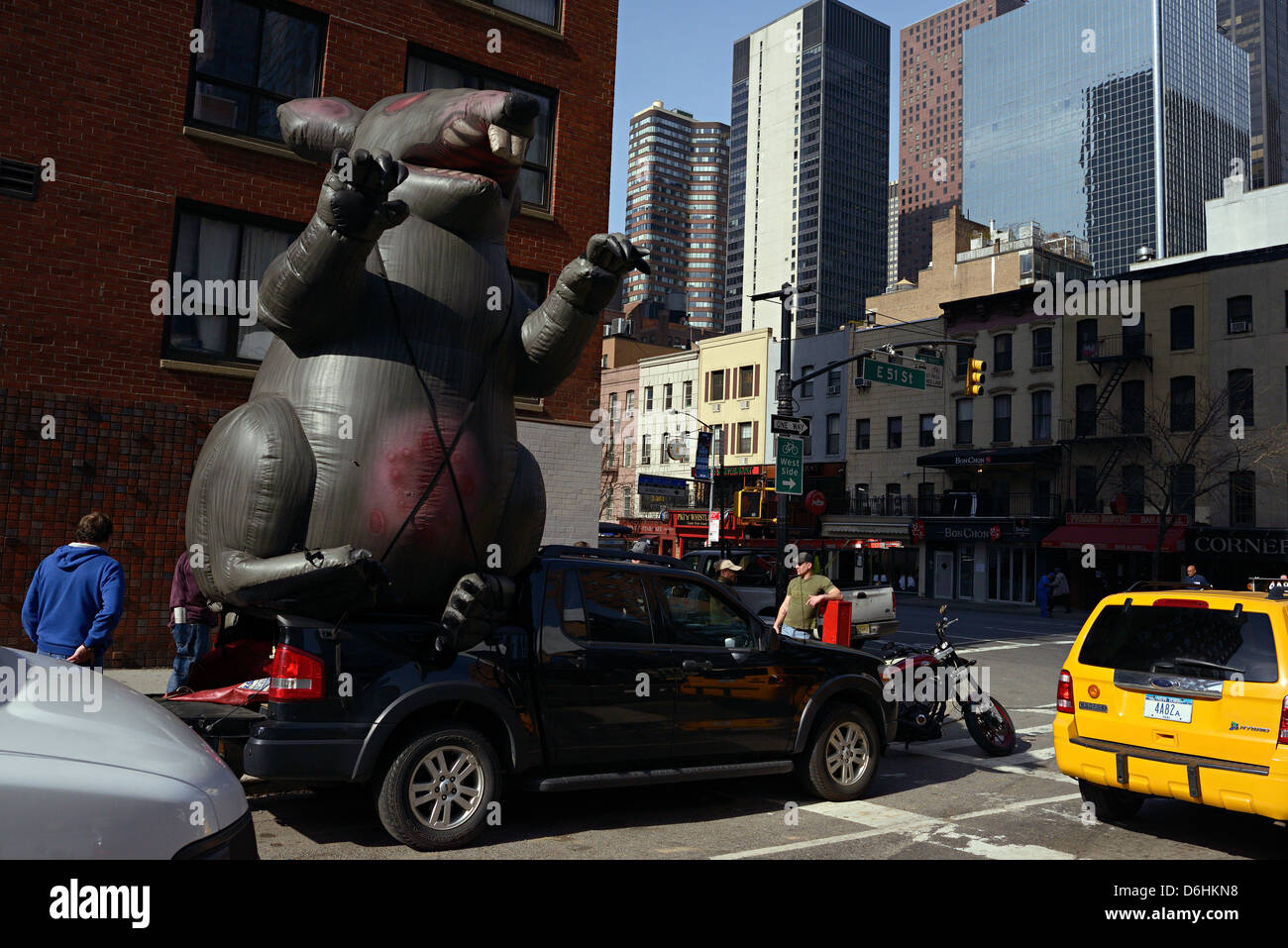 rat new york city labor protest Stock Photo