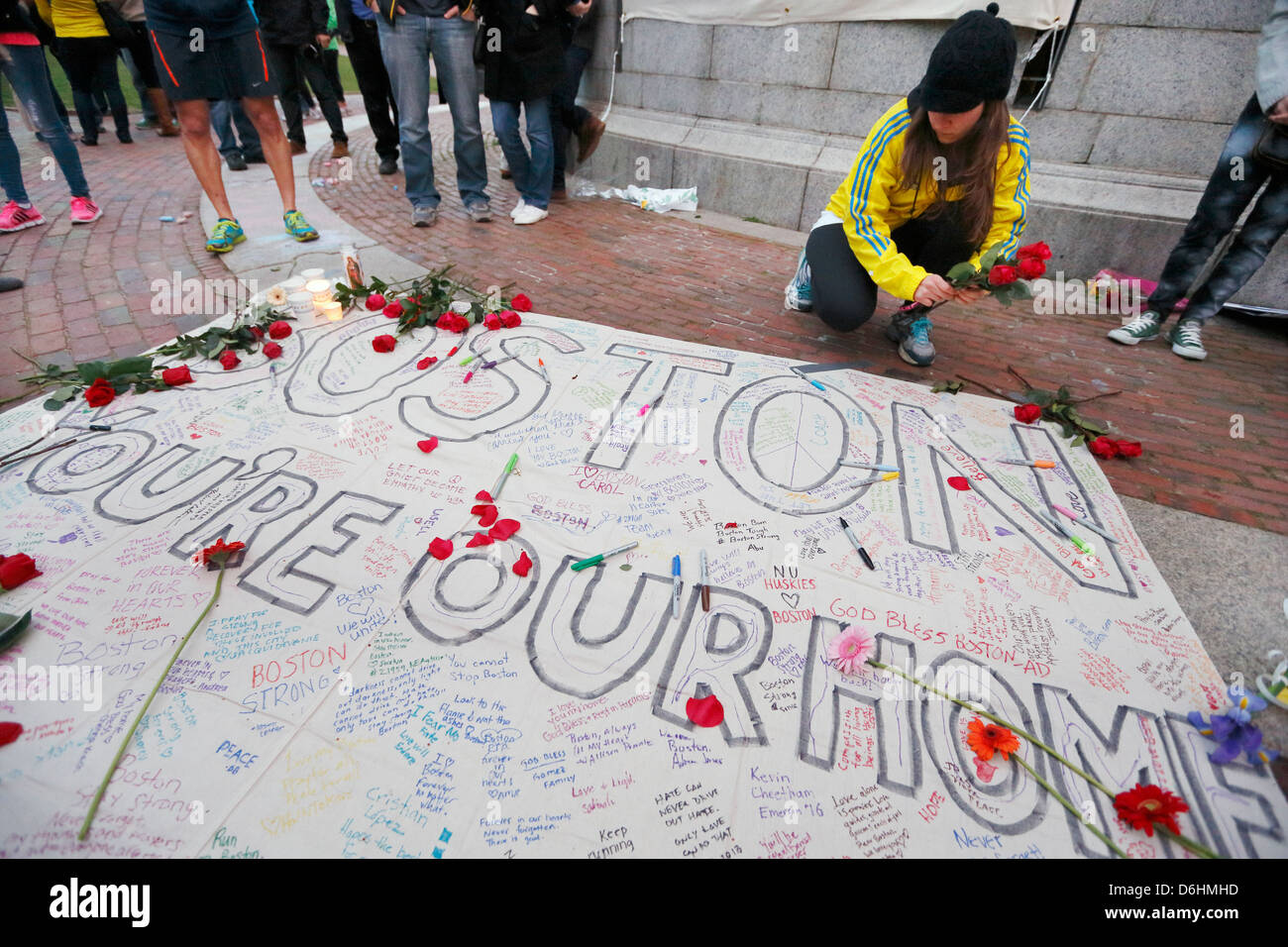 Candlelight vigil on Boston Common  following explosions at the finish line of the Boston Marathon Stock Photo