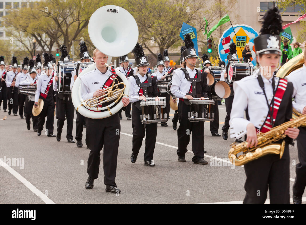 High school band in parade - Washington, DC USA Stock Photo