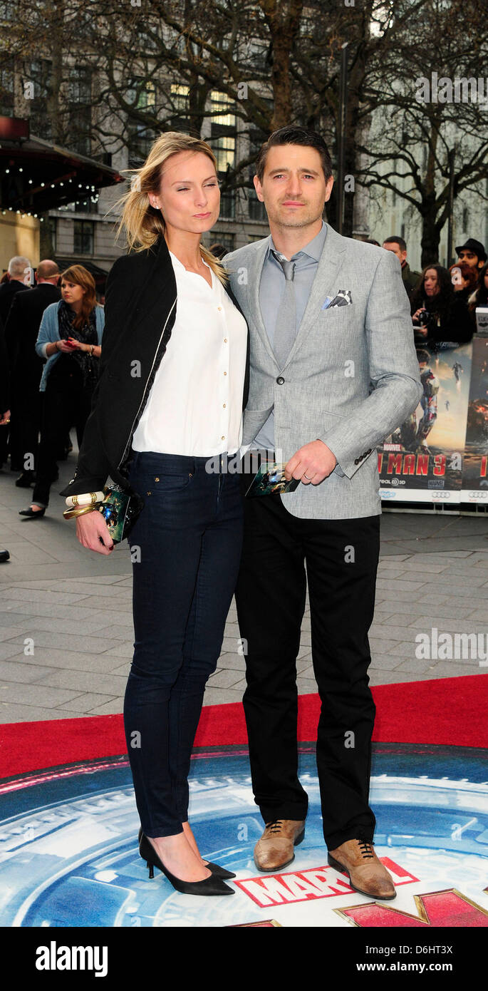 London, UK. 18th April, 2013. Tom Chambers; Clare Harding attend the Uk Premiere of Iron Man 3  Odeon Leicester Square London. Stock Photo