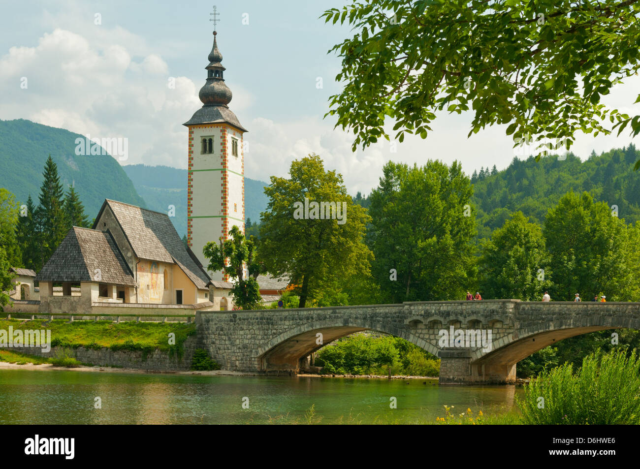 Church of St John the Baptist, Lake Bohinj, Ribcev Laz, Slovenia Stock Photo