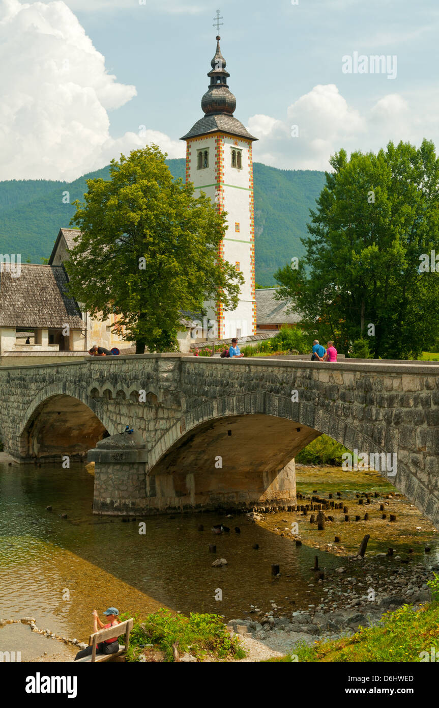 Church of St John the Baptist, Lake Bohinj, Ribcev Laz, Slovenia Stock Photo