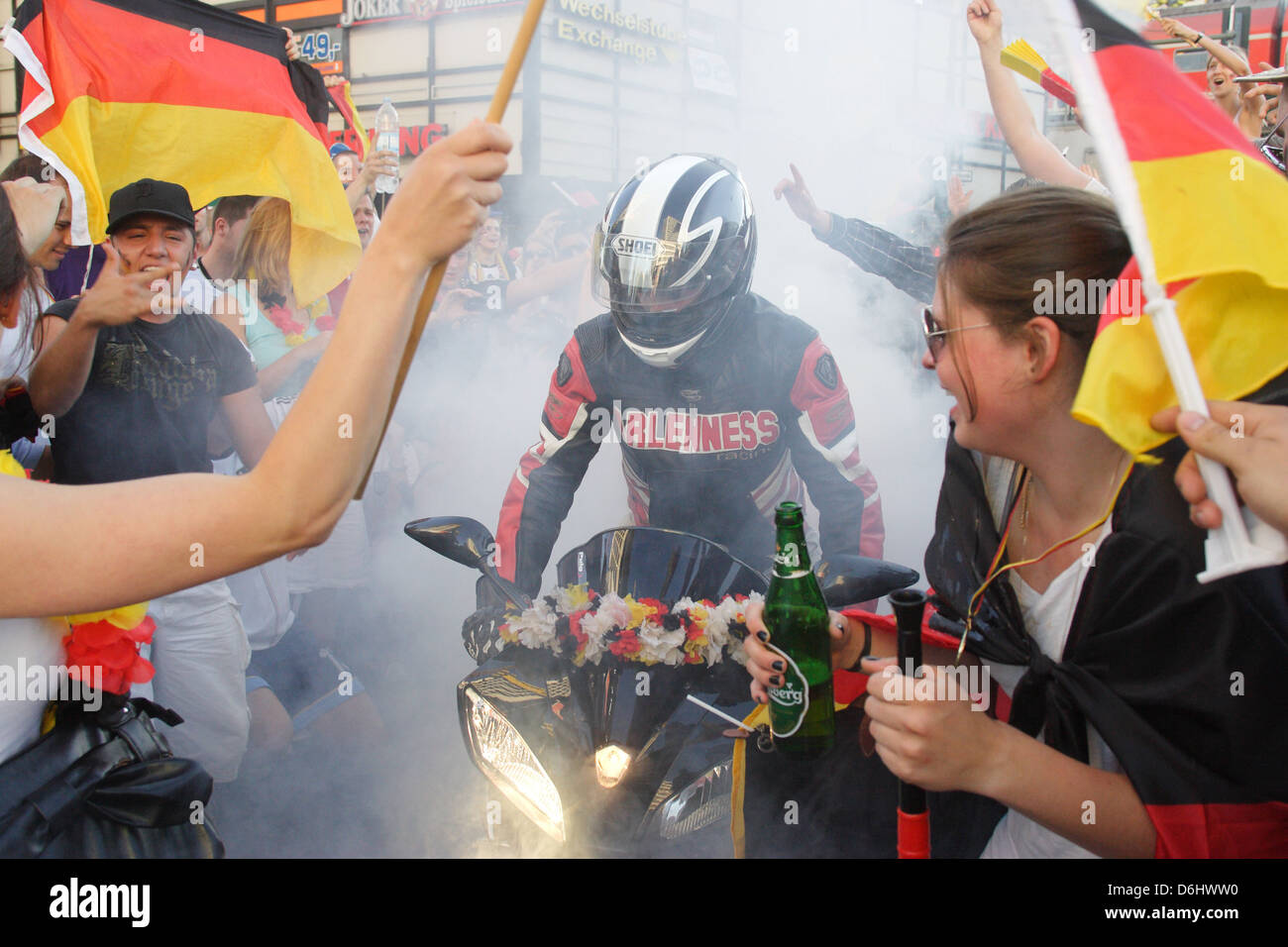 Berlin, Germany, German fans cheer on the Kurfuerstendamm after the second round victory Stock Photo