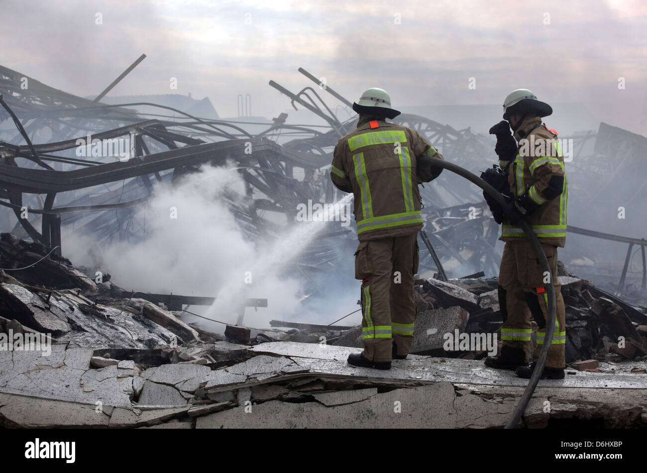 Berlin, Germany, firemen extinguishing the use of Siemens in Berlin-City Stock Photo
