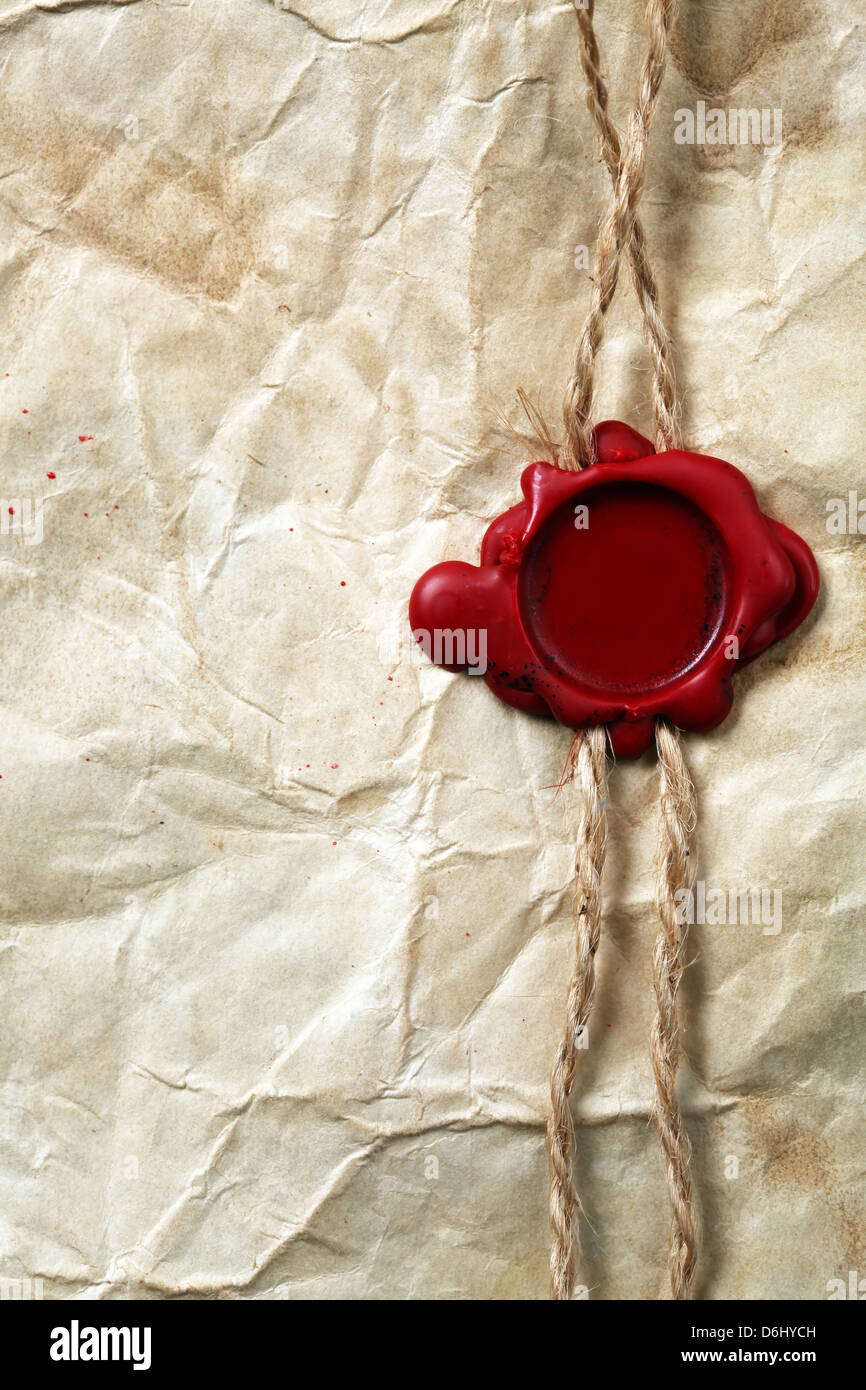 Blank paper with wax seal Stock Photo
