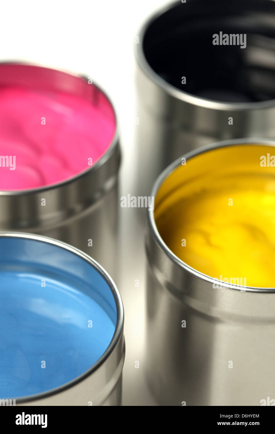 CMYK cans of paint Stock Photo Alamy