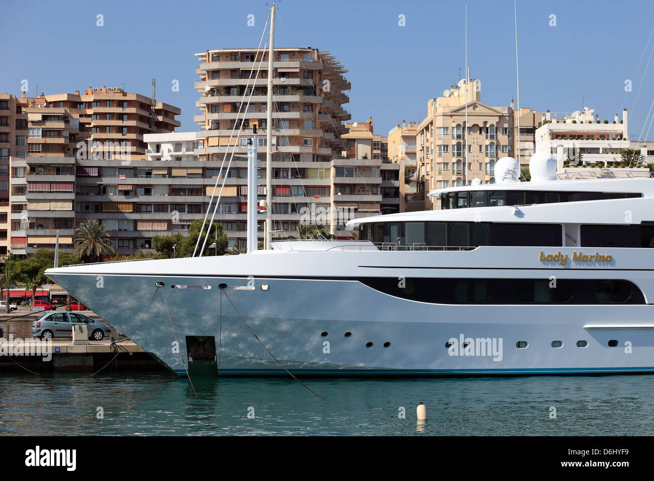 Palma, Spain, the luxury yacht Lady Marina in the port of Palma de