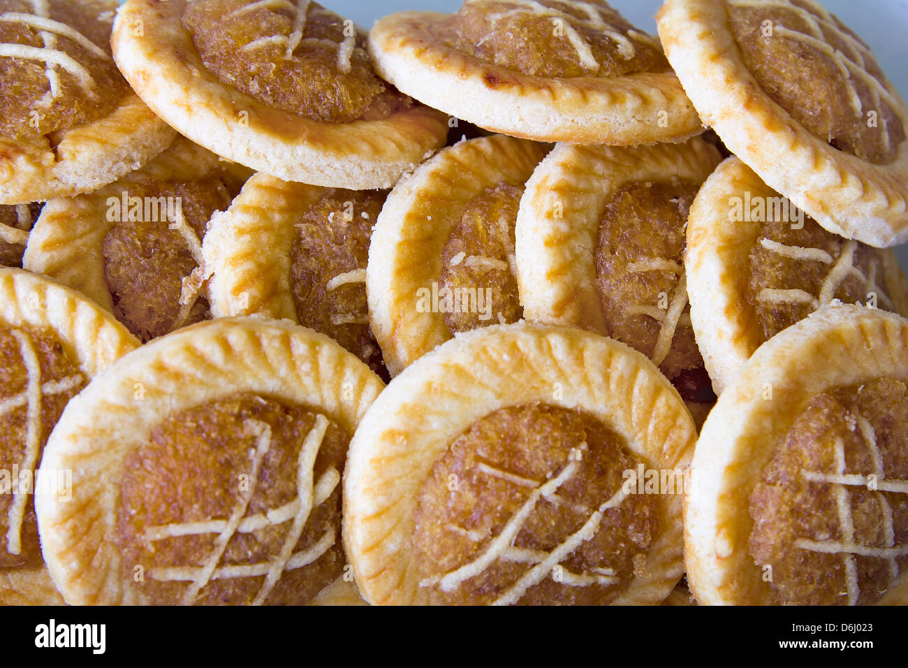 Pineapple Tart Pastry Stacked Up Closeup Stock Photo