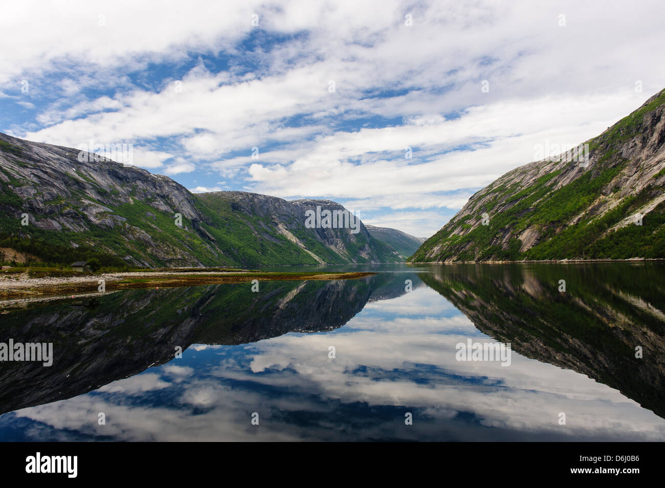 Norway. Scenic view of the fjord from Hellmobotn. Stock Photo