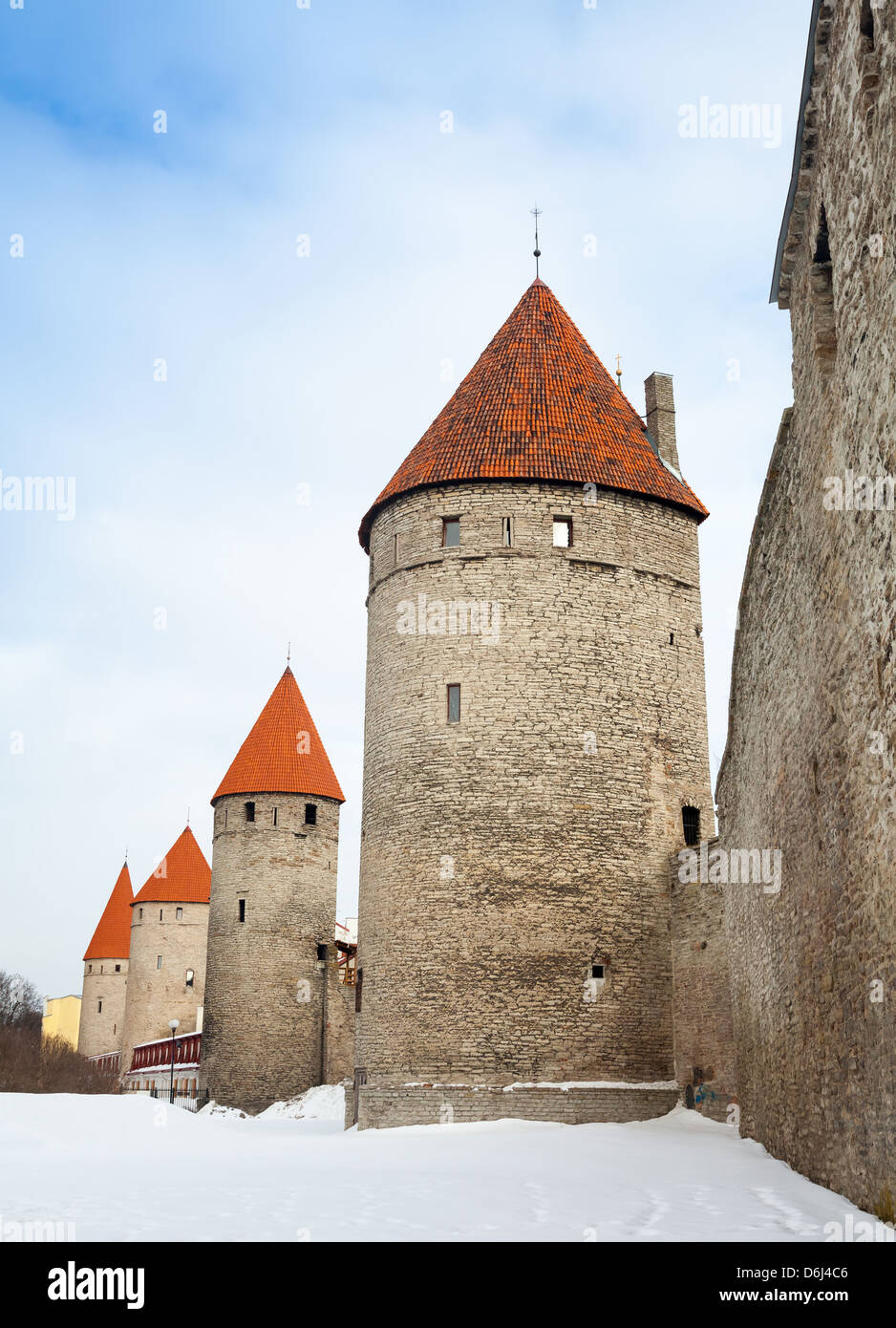 Ancient stone fortress towers in Tallinn, Estonia Stock Photo