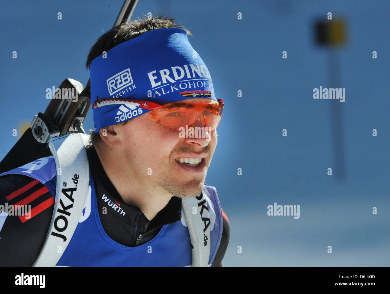German biathlete Michael Greis is pictured during a training session of the Men's Biathlon World Championships at Chiemgau Arena in Ruhpolding, Germany, 02 March 2012. Photo: PETER KNEFFEL Stock Photo