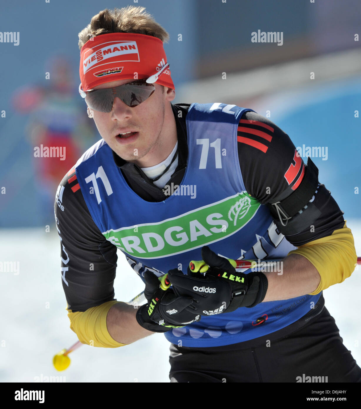 German biathlete Simon Schempp practices during men's training round at 