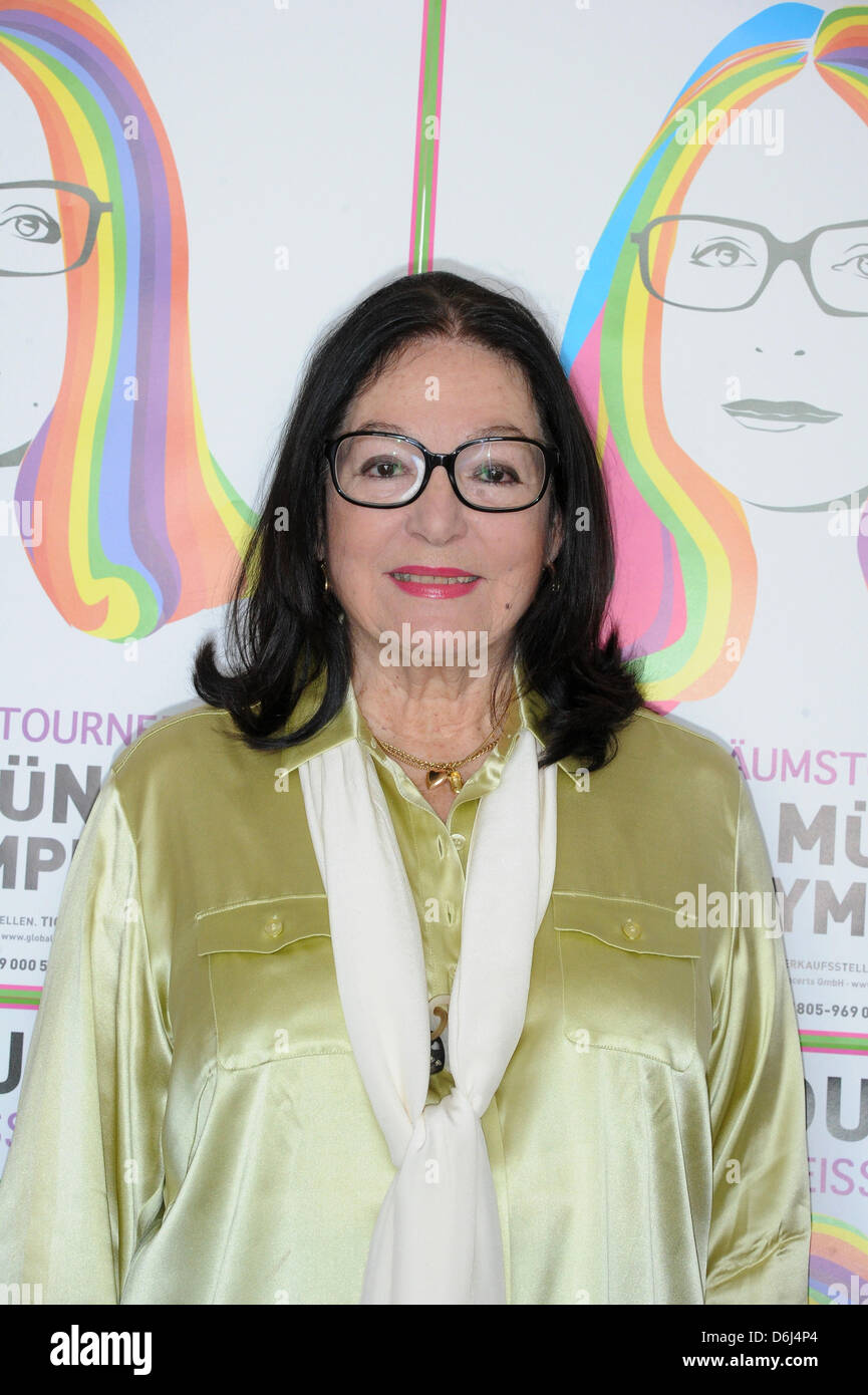 Greek singer Nana Mouskouri poses during a press session in Munich, Germany, 02 March 2012. Mouskouri is presenting her anniversary tour '50 Years White Roses' which starts on 11 April 2012 in Bremen. On April 30th the singer will be in Munich. Photo: Felix Hoerhager Stock Photo