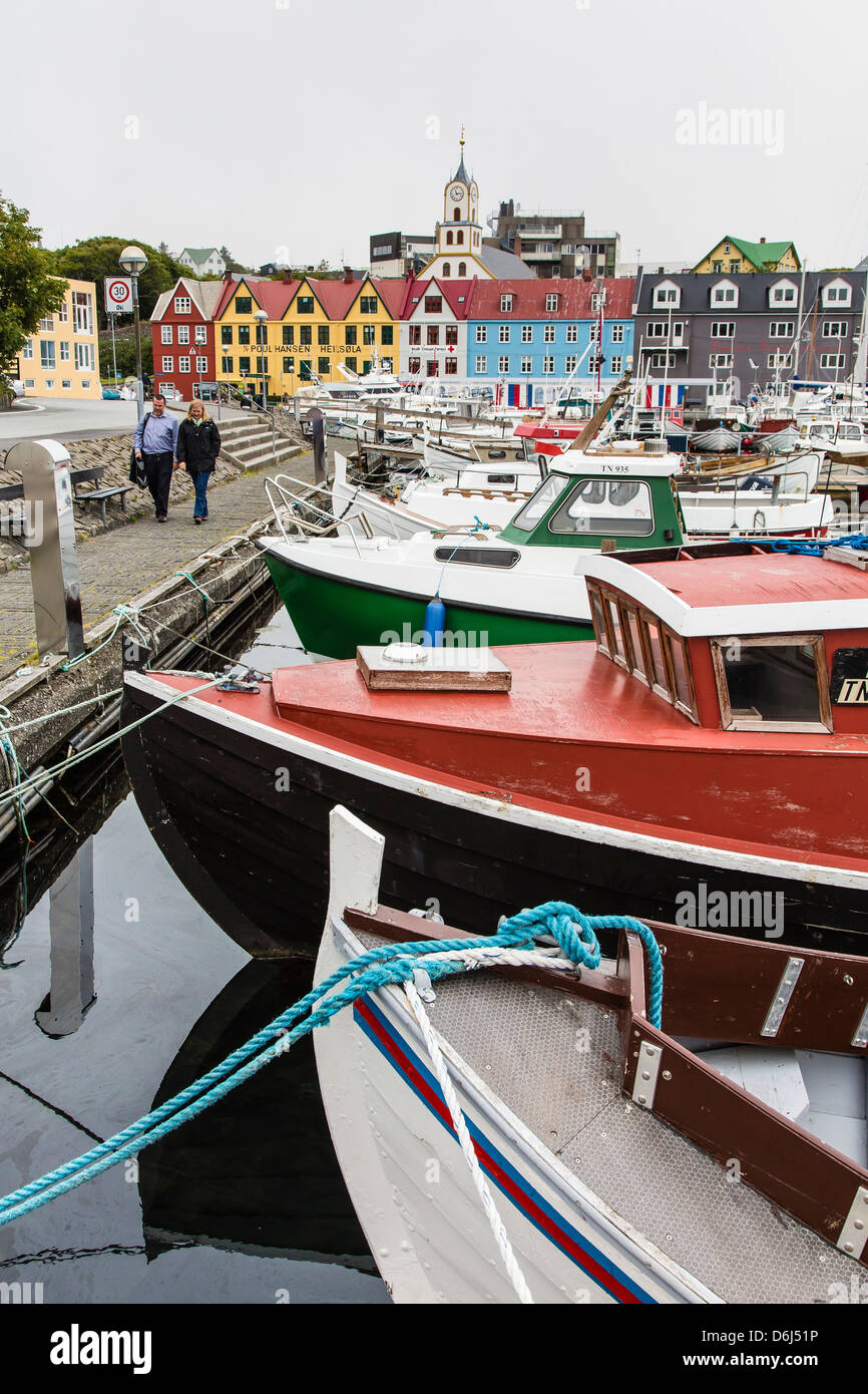 Harbor of Torshavn, Streymoy, Faroe Islands, Denmark, Europe Stock Photo