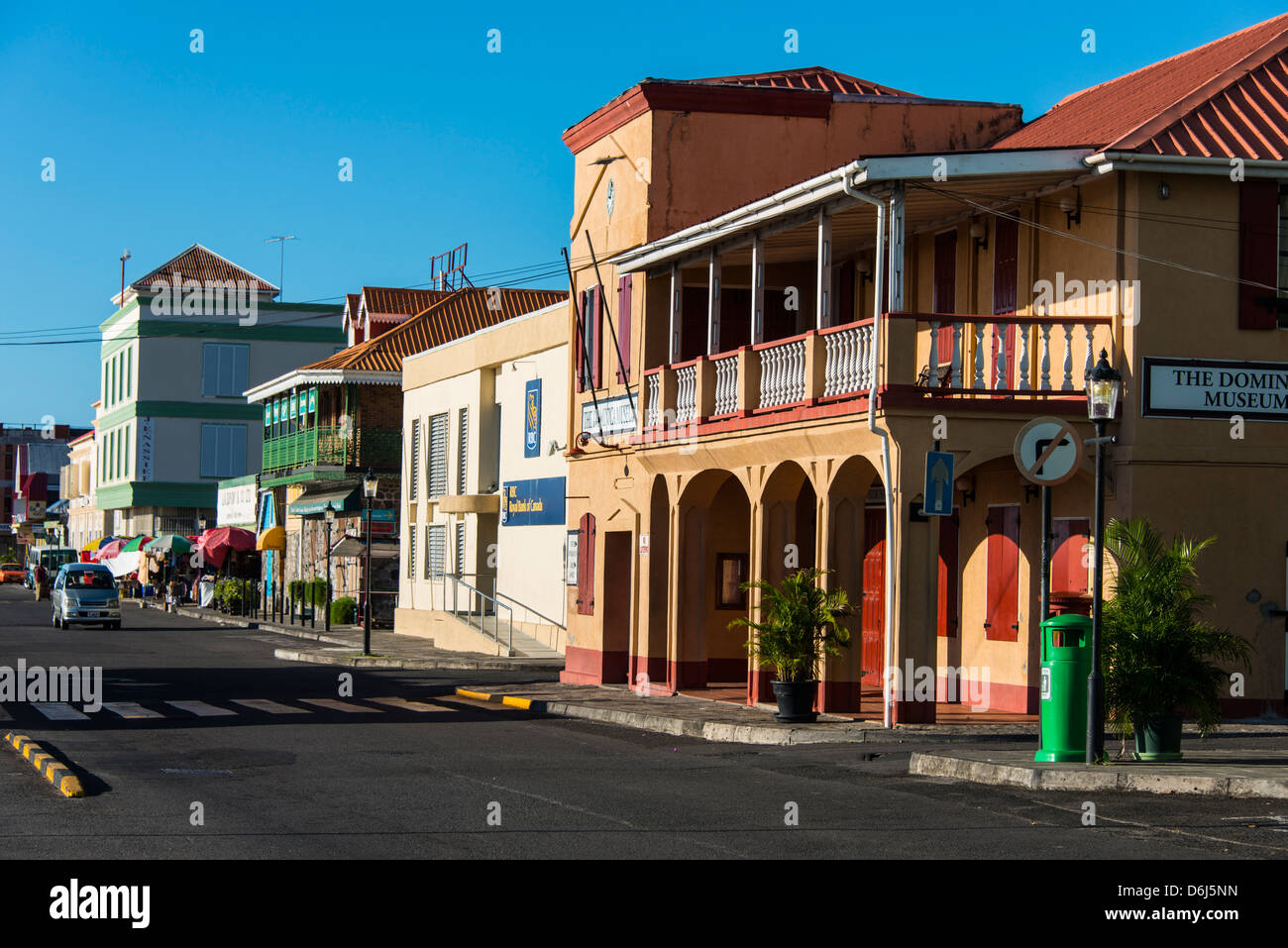 Downtown Roseau capital of Dominica, West Indies, Caribbean, Central America Stock Photo