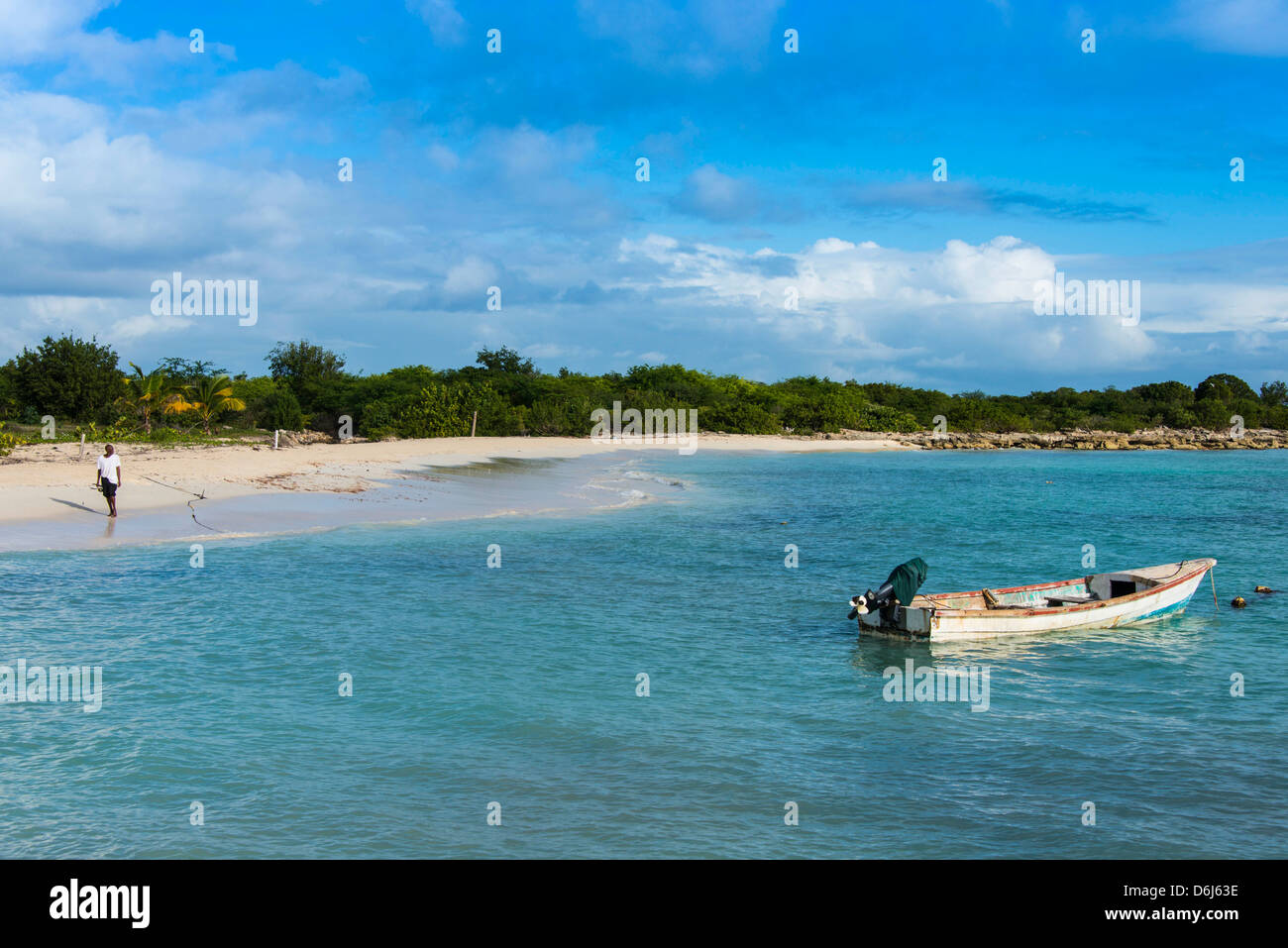 White sand in the Gravenor bay in Barbuda, Antigua and Barbuda, West Indies, Caribbean, Central America Stock Photo