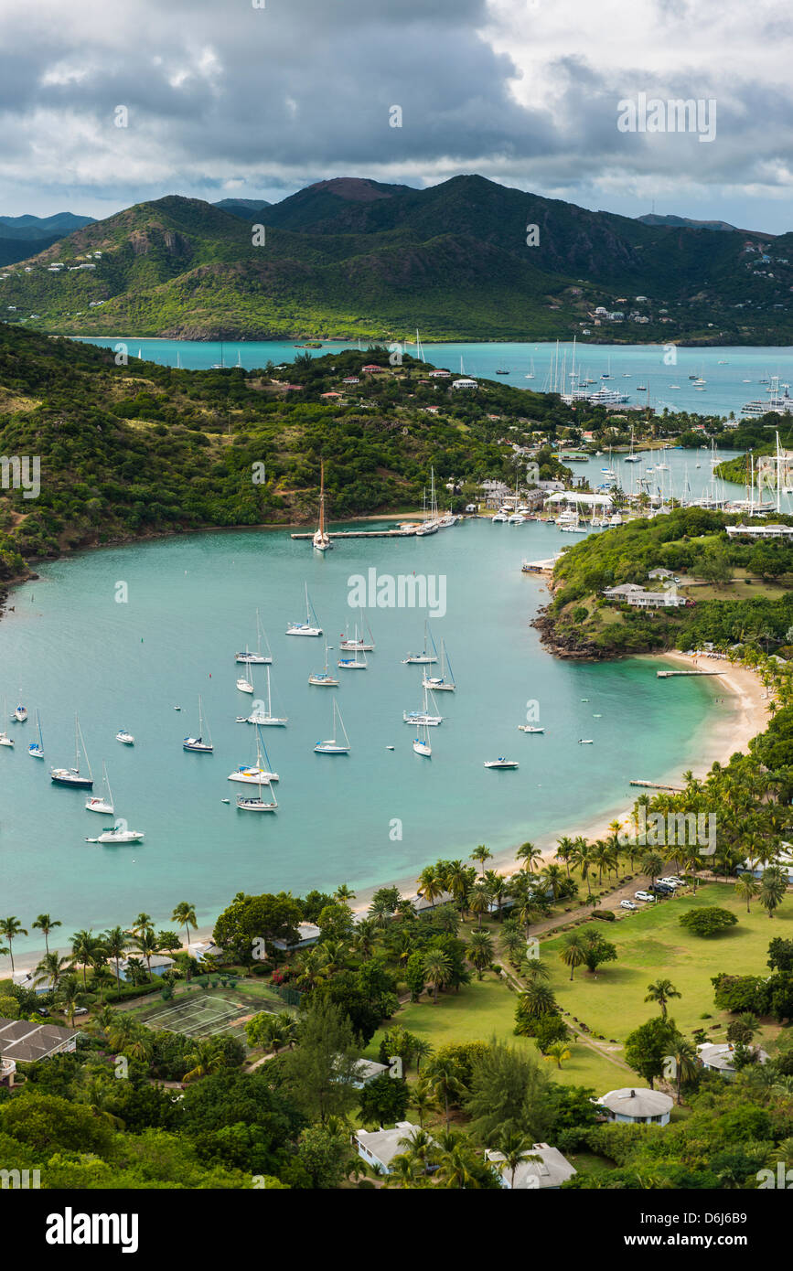 View over English Harbour, Antigua, Antigua and Barbuda, West Indies, Carribean, Central America Stock Photo