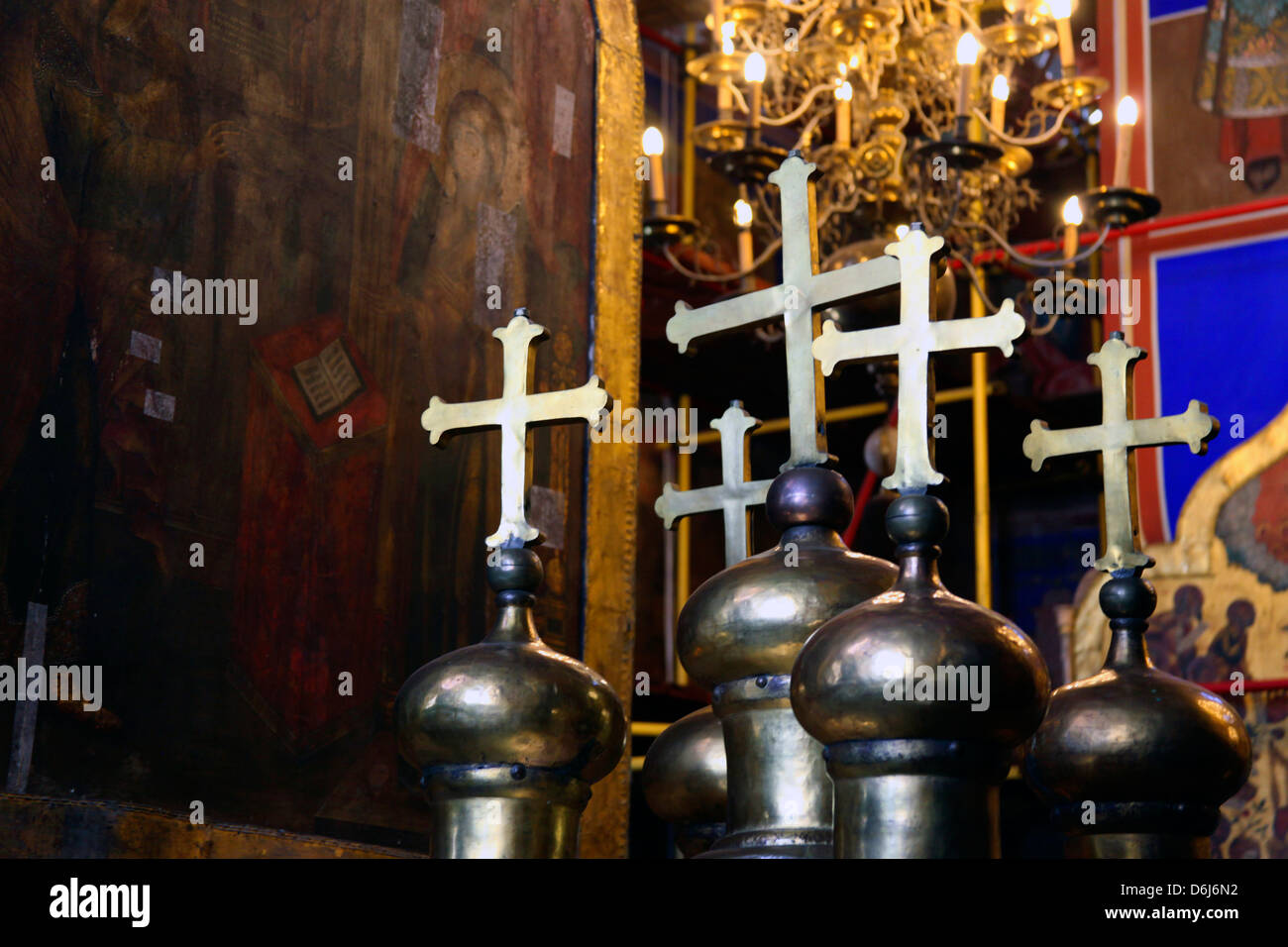 Europe, Russia, Suzdal. Crosses in the Cathedral of the Nativity Suzdal Stock Photo