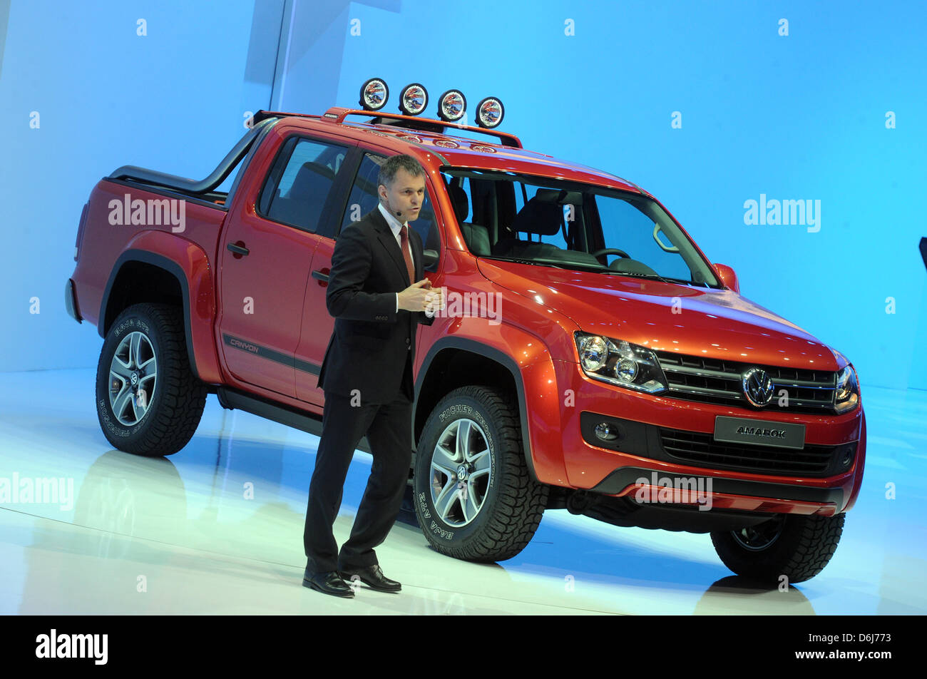 The VW Amarok Canyon is presented during the Volkswagen presentatation at  the International Motor Show in Geneva, Switzerland, 05 March 2012. Photo:  Uli Deck Stock Photo - Alamy