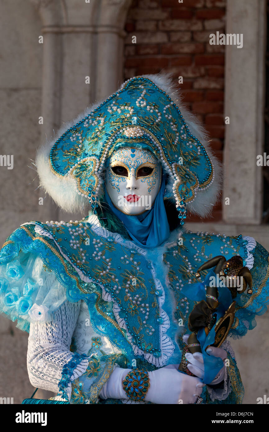 Masks at Venice Carnival in St. Mark's Square, Venice, Veneto, Italy, Europe Stock Photo