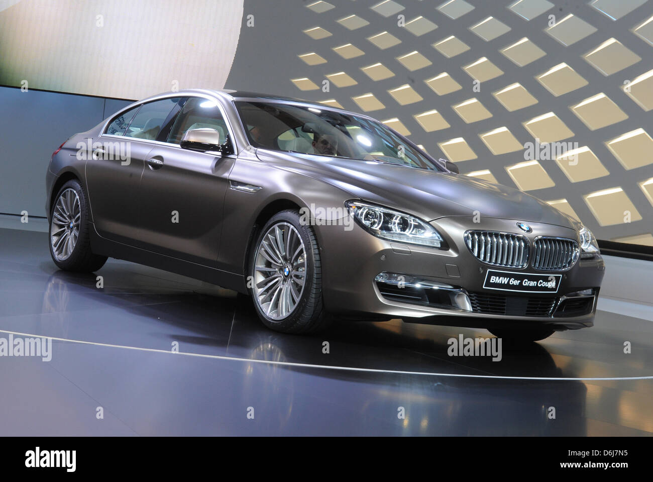 A BMW 6 Series Grand Coupe is presented during the first press day of the  International Motor Show in Geneva, Switzerland, 06 March 2012. The 82nd  Geneva Motor Show runs from 08