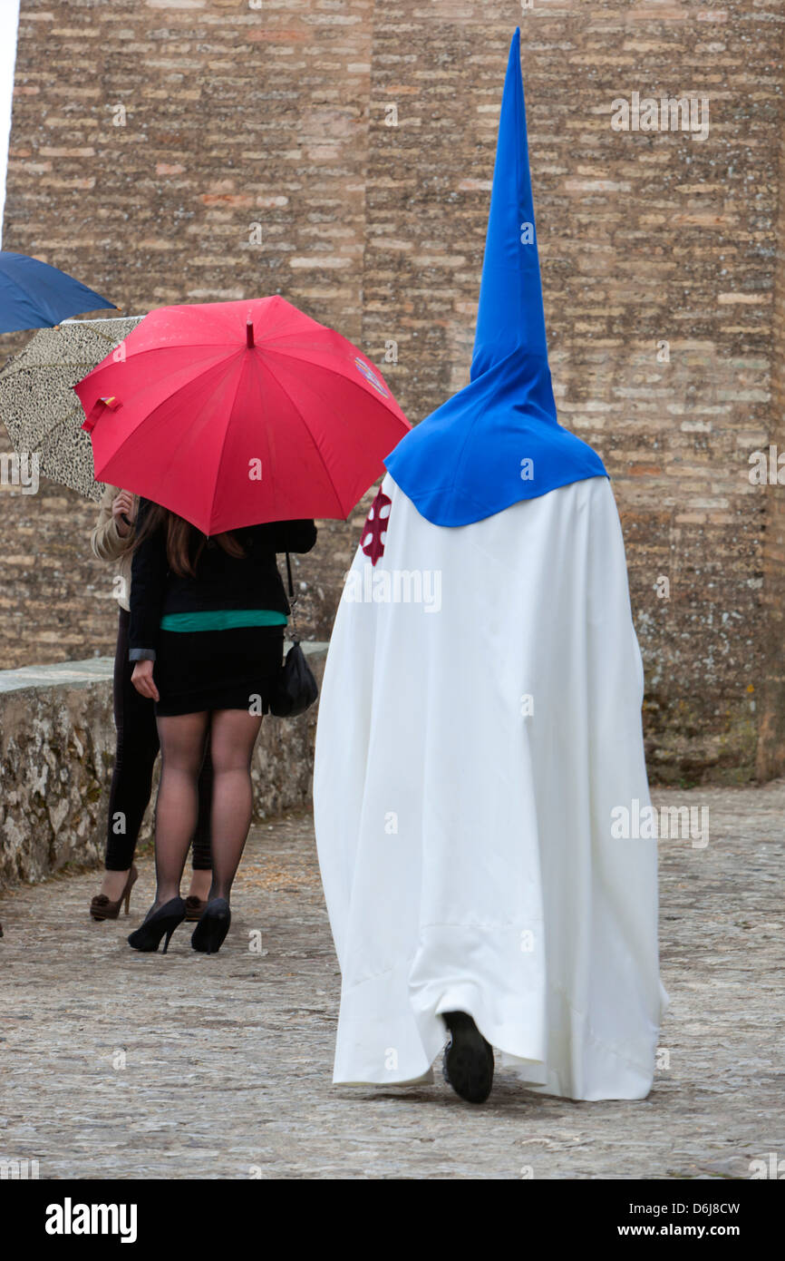 Penitent during Semana Santa (Holy Week), Aracena, Huelva, Andalucia, Spain, Europe Stock Photo