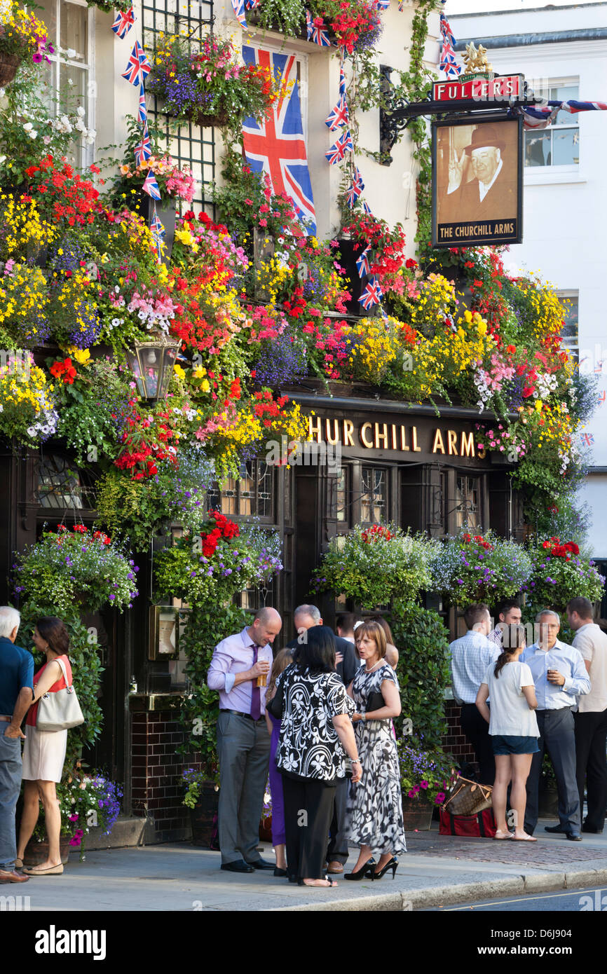 The Churchill Arms, Kensington Church Street, London, England, United Kingdom, Europe Stock Photo