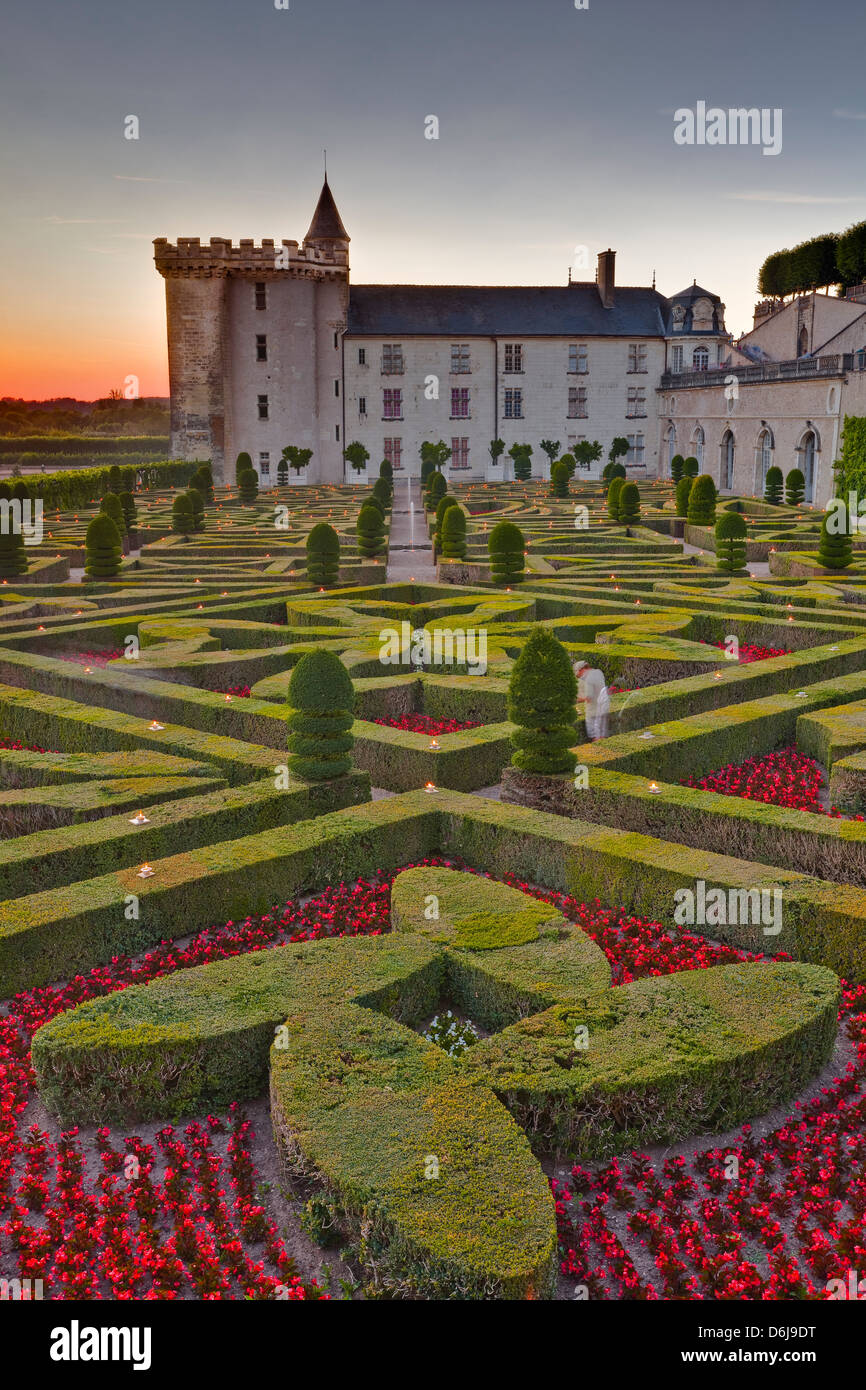 The Chateau of Villandry at sunset, UNESCO World Heritage Site, Indre-et-Loire, Loire Valley, France, Europe Stock Photo