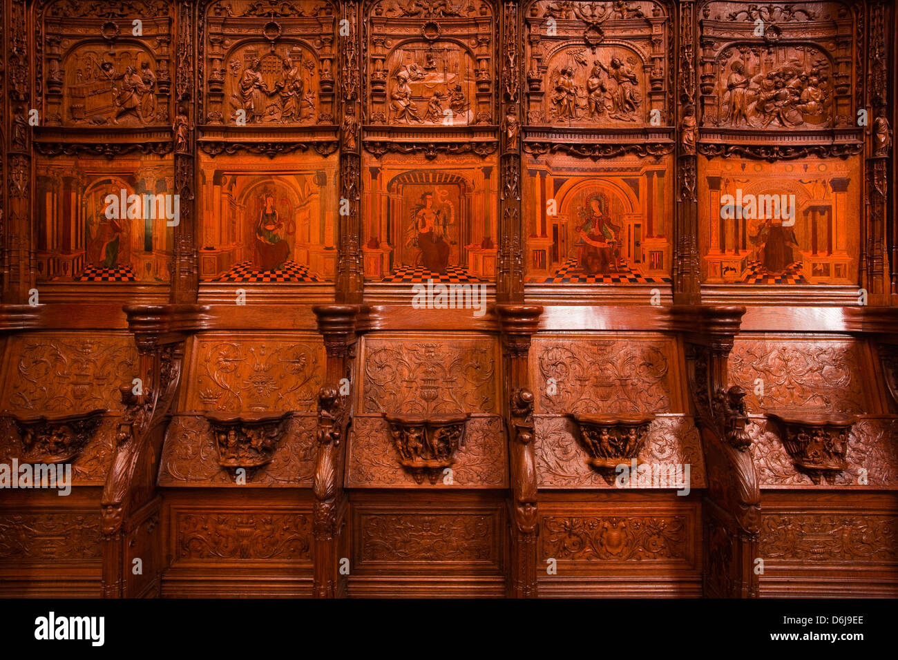 The choir stalls in Saint Denis basilica, Paris, France, Europe Stock Photo