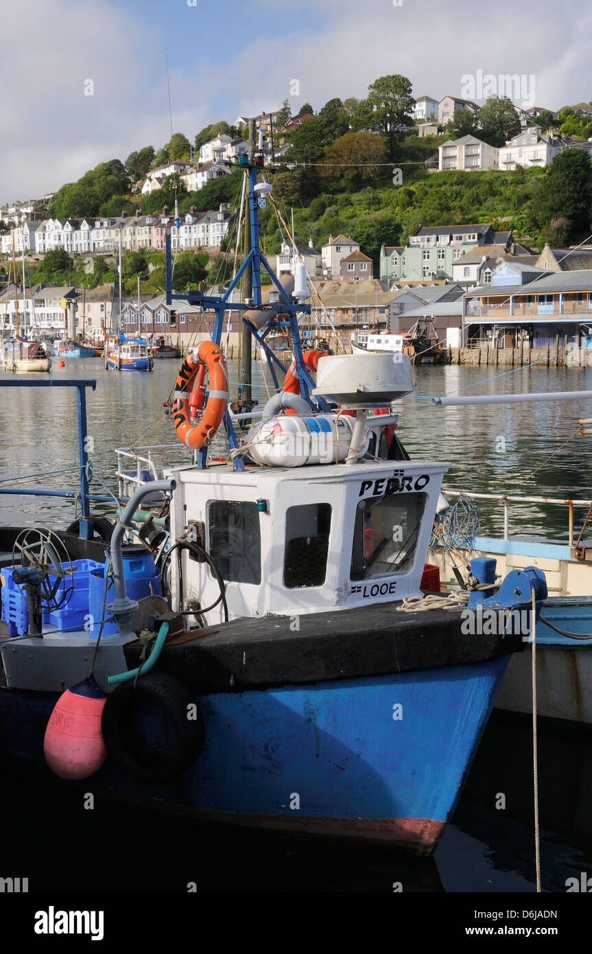 Fishing boats moored in Looe harbour, Cornwall, England, United Kingdom, Europe Stock Photo