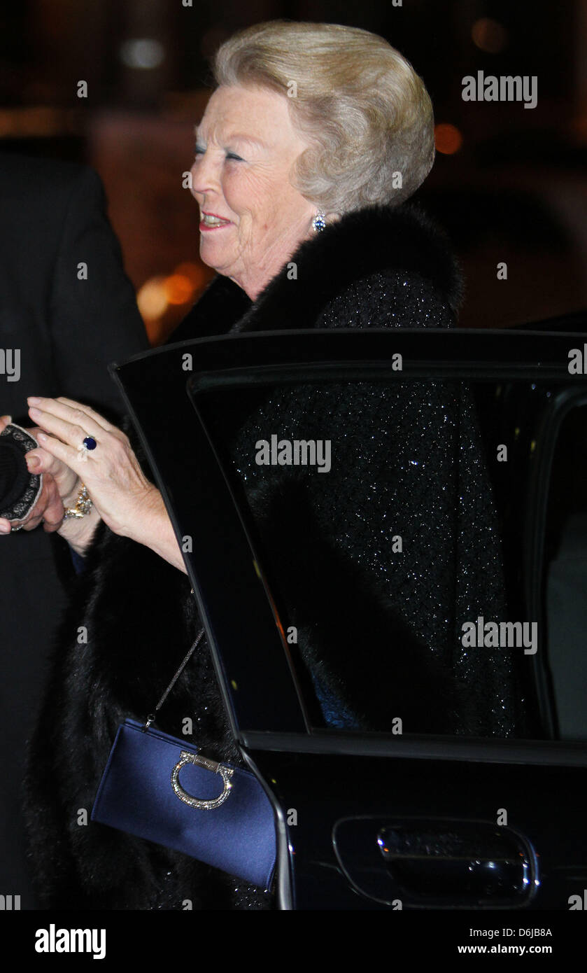 Queen Beatrix of The Netherlands arrives for the jubilee concert of the master pianists in Amsterdam, The Netherlands, 11 March 2012. The concert is to celebrate the 25th anniversary of the  series master pianists. Photo: Albert Philip van der Werf / NETHERLANDS OUT Stock Photo